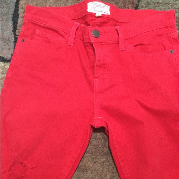 🔥Current/Elliot Skinny Ankle Distressed Red Jeans - Picture 3 of 7